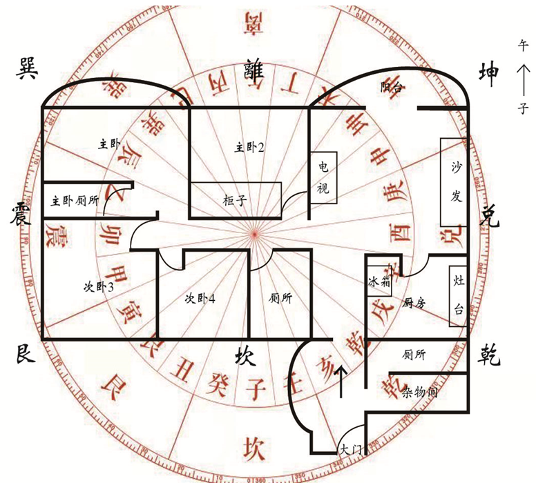 该商品房所在大楼的方向为子山午向,住宅位于该楼的四层东向户,以下是